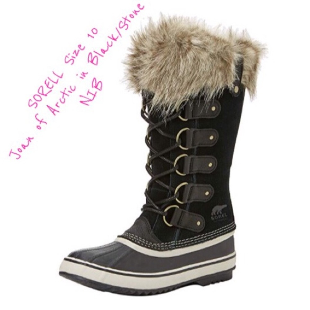 Sorel Joan of Arctic in Black/stone. NIB